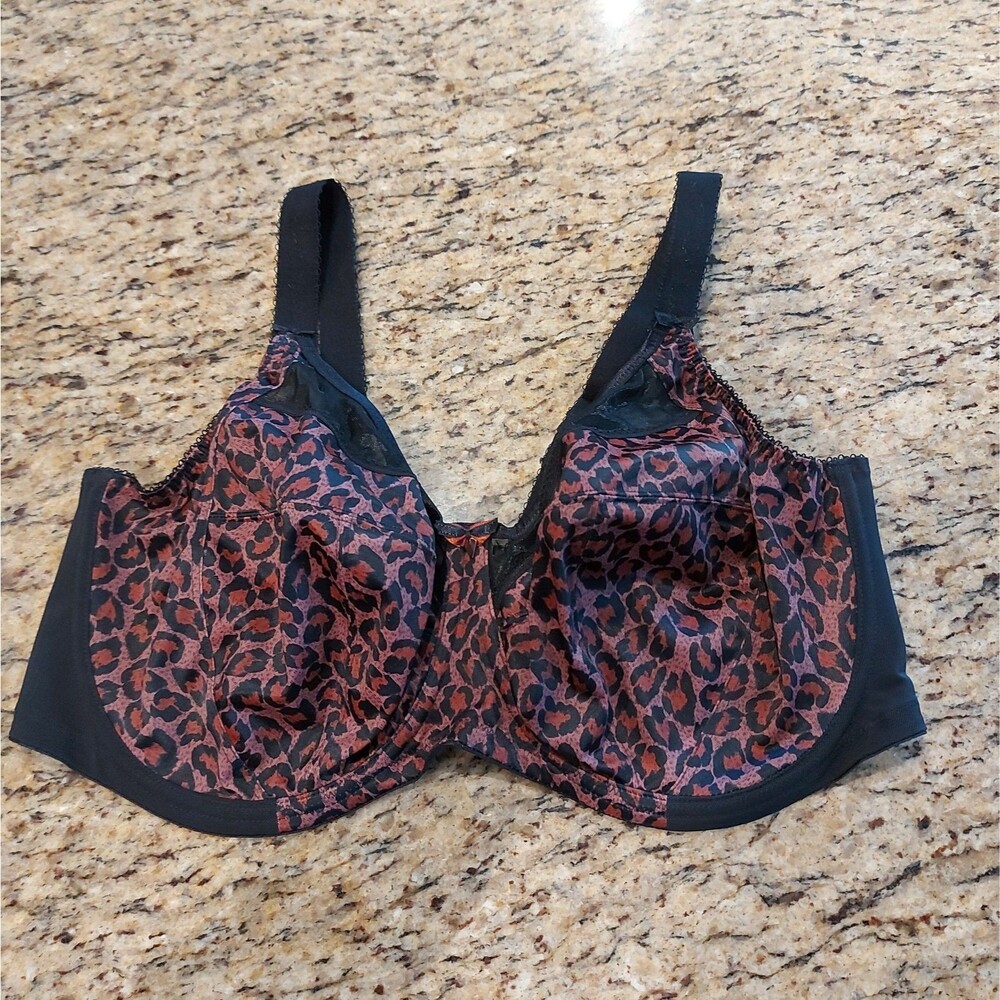 Goddess Kayla GD6162DLD Dark Leopard UW Full Coverage Bra Size 42H US Unlined